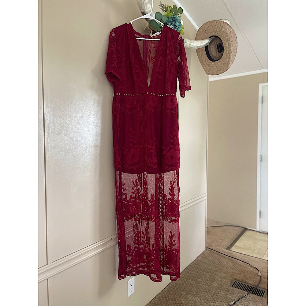 Lace romper/ maxi dress